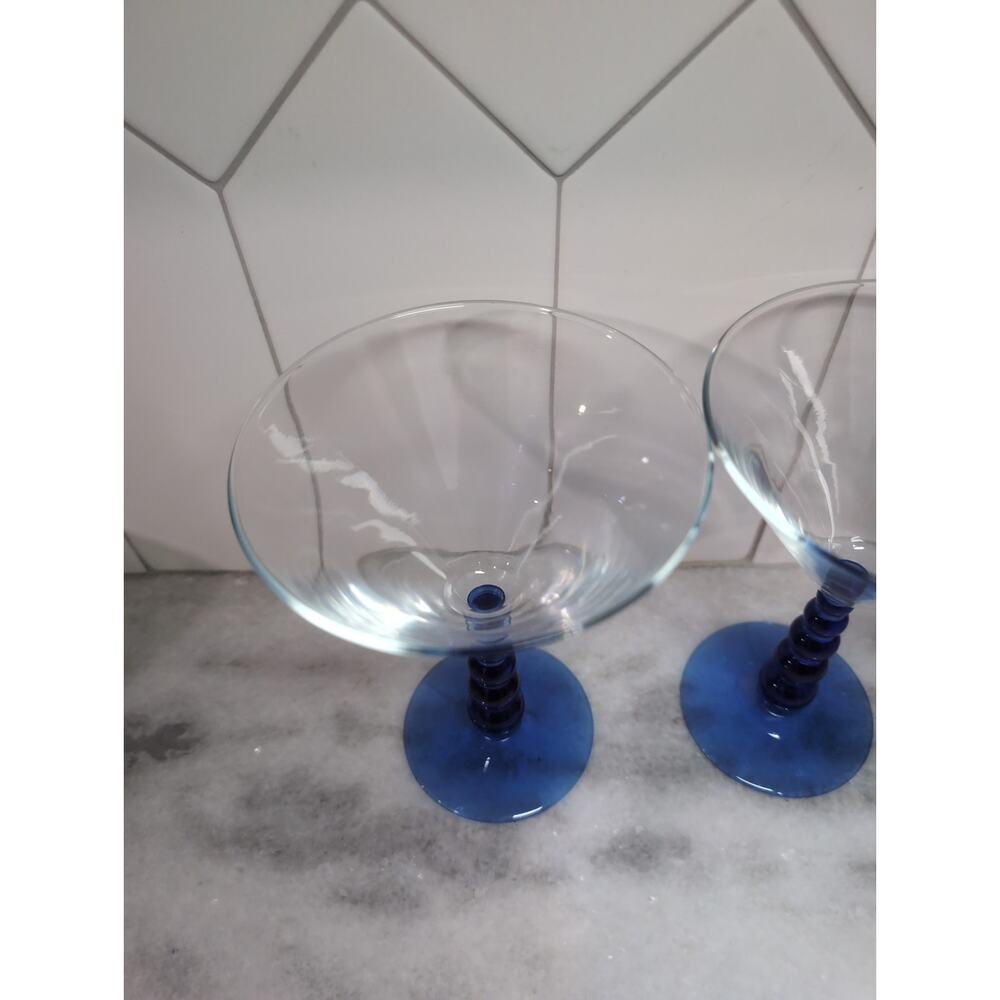 Libbey Metropolis Cobalt Blue Margarita Glasses, Set Of 2, Ball‎ Stem Glassware - Picture 5 of 9
